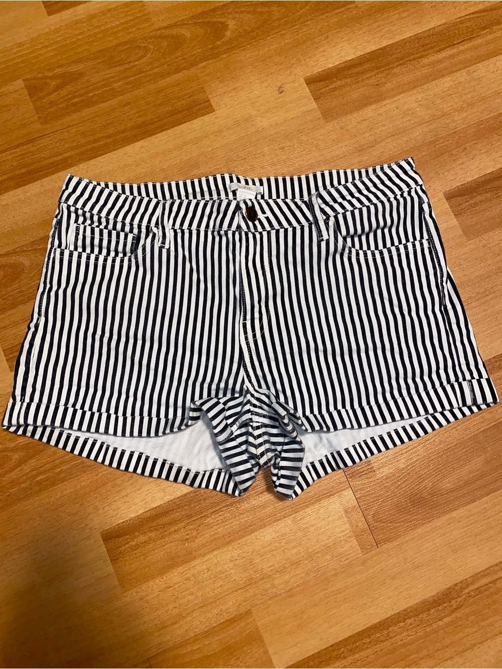 H&M Striped Jean Shorts